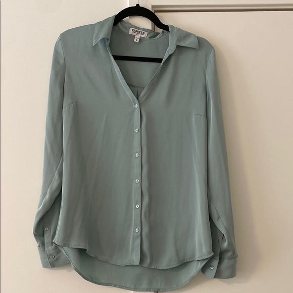 Express Green/Blue Button Up (M) - Picture 1 of 3